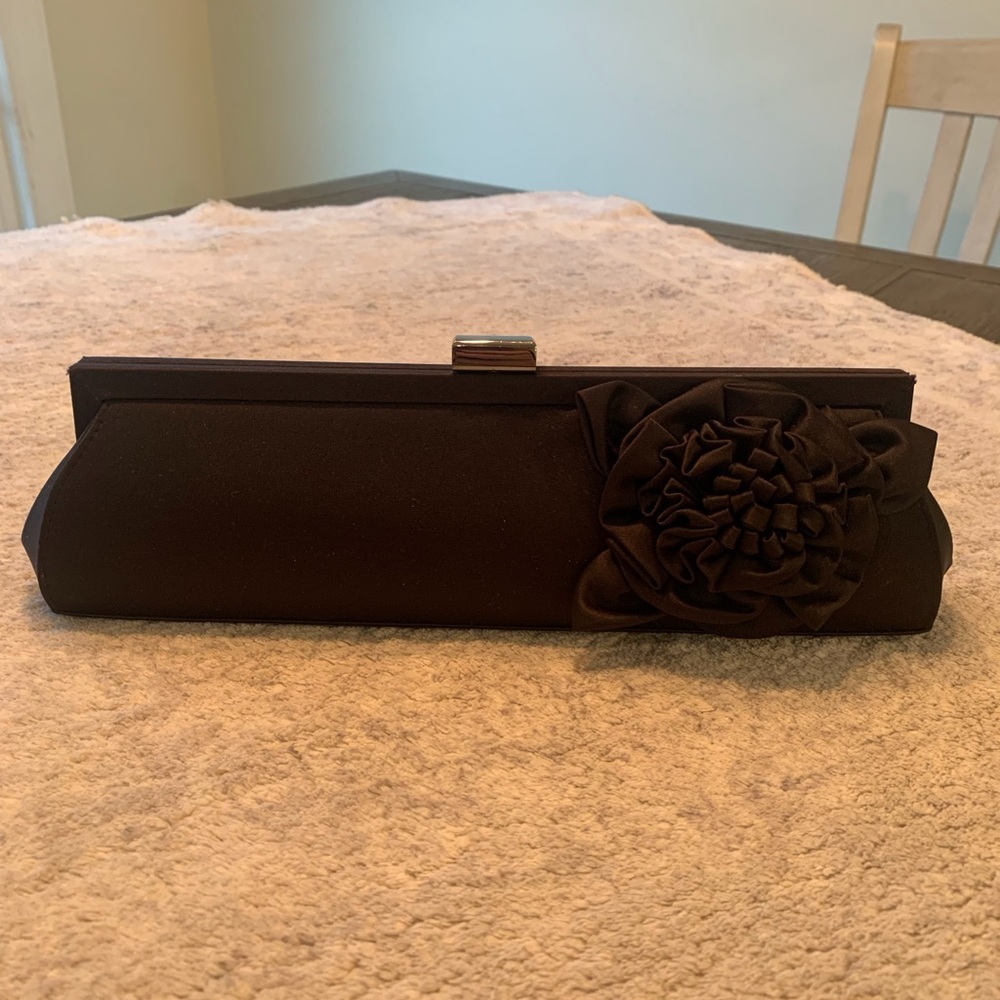 Carlo Fellini Black Clutch with Floral Accent
